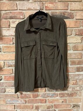Forever21 Olive Green Button-Front Utility Shirt Jacket